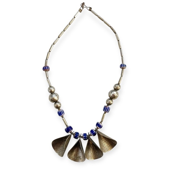 Vintage Midcentury Trade Bead and Metal Necklace - Picture 1 of 10
